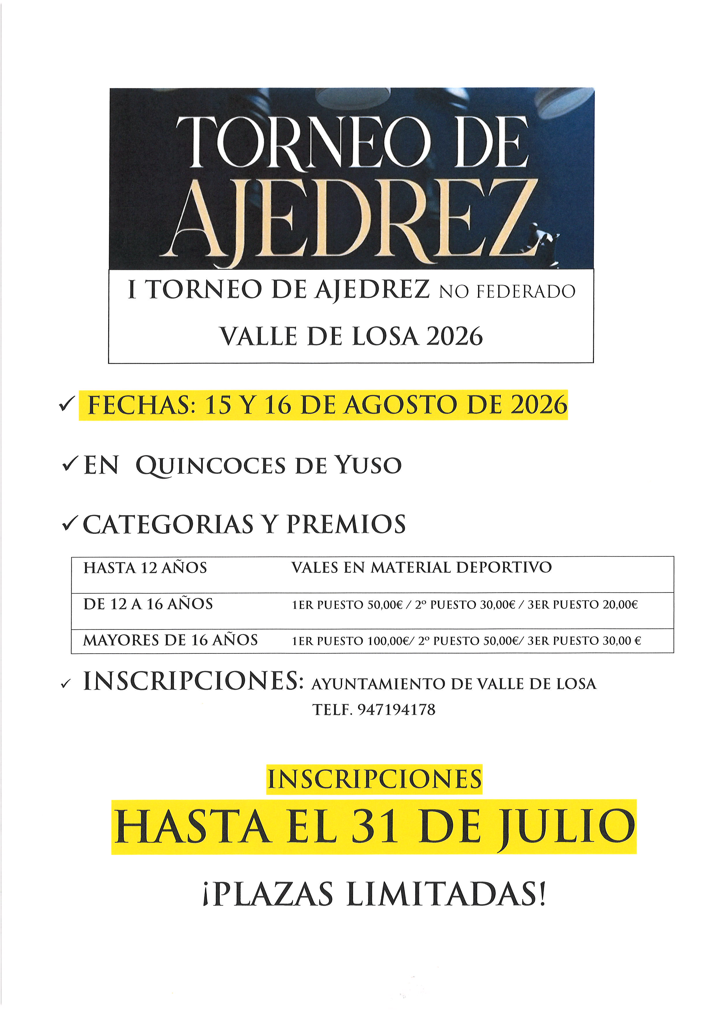 15 Y 16 DE AGOSTO 2026